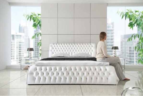 Chesterfield Łóżko Podkładka Design Double Hotel łóżko 180x200 Sypialnia Skóra