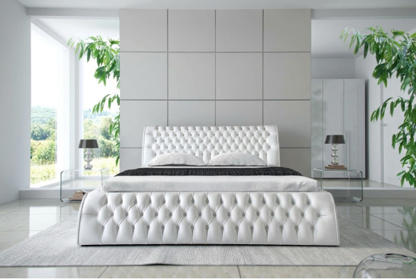 Chesterfield Łóżko Podkładka Design Double Hotel łóżko 180x200 Sypialnia Skóra