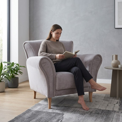 Fotel Krzesło Aksamit Lila Relaks Lounge Fotel Soft Salon TV Sofa Kanapa