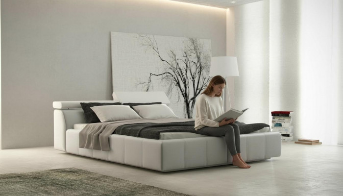 Łóżko designerskie tapicerowane hotelowe podwójne łóżka wielofunkcyjne 180 x 200 Nowość