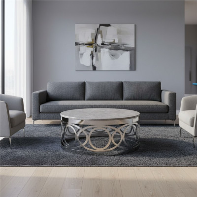 Okrągły luksusowy designerski stolik kawowy sofa do salonu stolik boczny stal nierdzewna