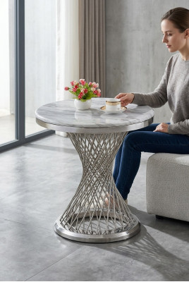 Okrągły Stolik kawowy Stal nierdzewna Luxury Meble Living Room Okrągłe
