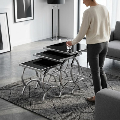 Stolik Tabela 3x stolik kawowy sofa stoły salon design Stal nierdzewna