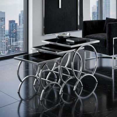 Stolik Tabela 3x stolik kawowy sofa stoły salon design Stal nierdzewna