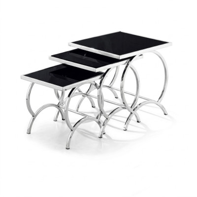 Stolik Tabela 3x stolik kawowy sofa stoły salon design Stal nierdzewna