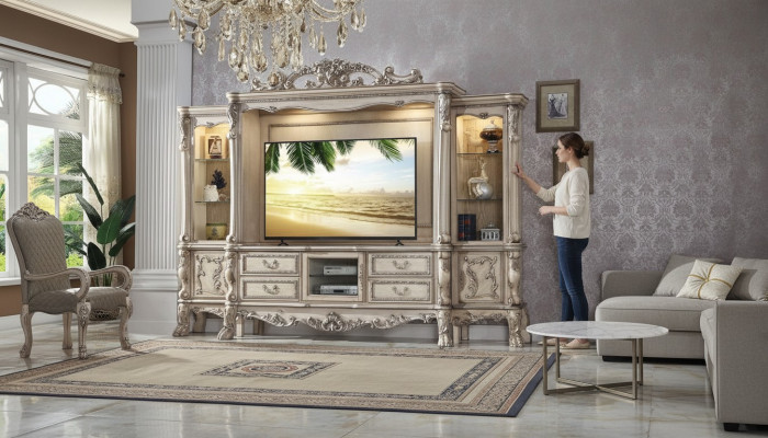 Jednostka ścienna zestaw do salonu Gablota Szafa Półka zestaw meblościanek Półka telewizor Ściana