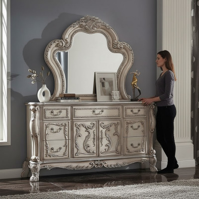 Kredens Srebrny Barokowy Styl Drewna Klasyczne Włoskie Meble Design Kredens Nowość
