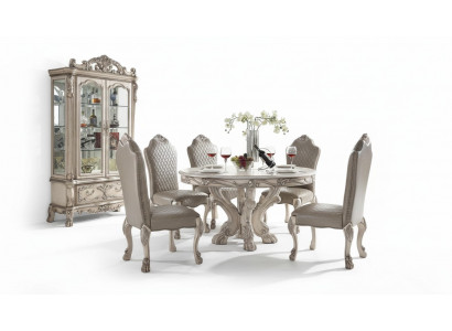 Zestaw Tabela Ustaw Stół obiadowy 6 Krzesła Luxury Style Meble 8-częściowy Krzesło Grupa Gablota
