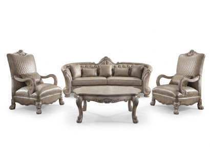 Sofa Podkładka stolik kawowy Drewno 4tlg Luxury Meble Zestaw sofowy Couch Sofy Ustaw