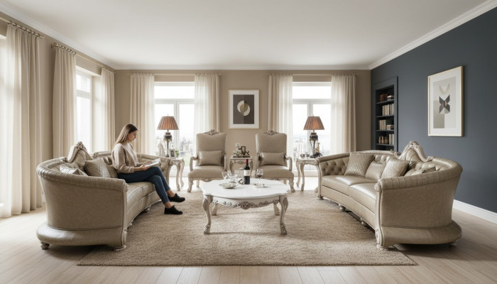 Zestaw sofowy stolik kawowy Stolik Żywy krajobraz Sofa Podkładka 5-częściowa. Ustaw nowy