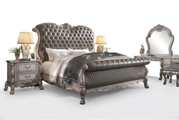 Design Barokowe Luksusowe Meble Stolik nocny łóżka 180x200 Łóżko 3szt. Zestaw Sypialni