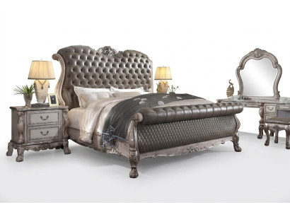 Design Barokowe Luksusowe Meble Stolik nocny łóżka 180x200 Łóżko 3szt. Zestaw Sypialni