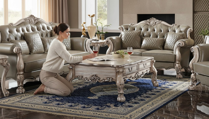 stolik kawowy Tabela Sofa stoły Stolik Living Room Design Beżowe Drewno Barokowe
