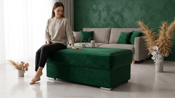 Meble Living Ławki Siedziba Włókienniczy Green Design Ottoman Stołek Tapicerowana Noga Do Stołka