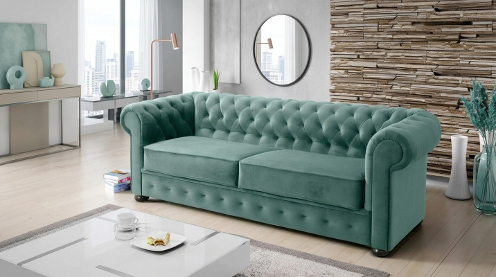 Design Sofa Kanapa 3 miejsce do siedzenia Tapicerka Skóra Duże Sofy Włókienniczy Chesterfield