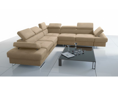 Sofa Kanapa Tapicerka Salon w kształcie litery L Narożnik Tekstylna Skóra Nowy Beżowy Luksus