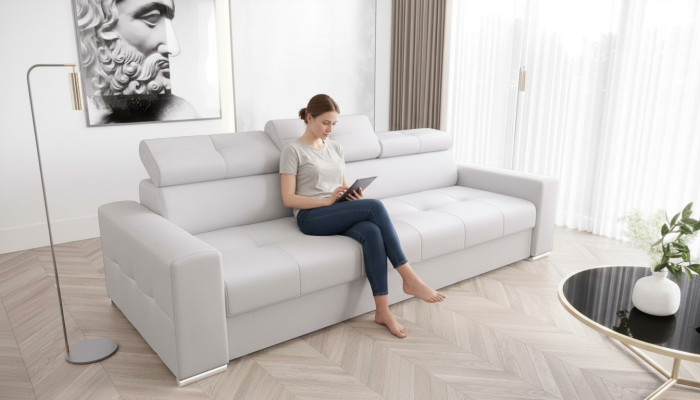 Nowoczesne 3-osobowe sofy Siedziba Pokój Meble Biały Podkładka Trzyosobowa kanapa Design Sofa