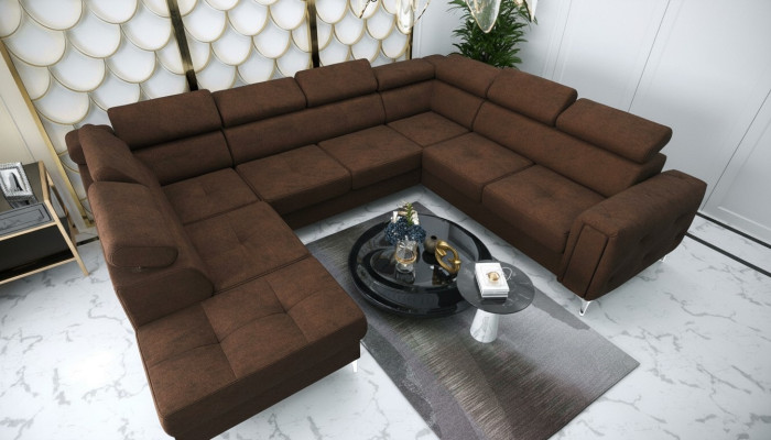Sofa Kształt U Sofa Tkaninowa Żywy krajobraz Design Nowoczesne Sofy Skóra Brązowa Nowość