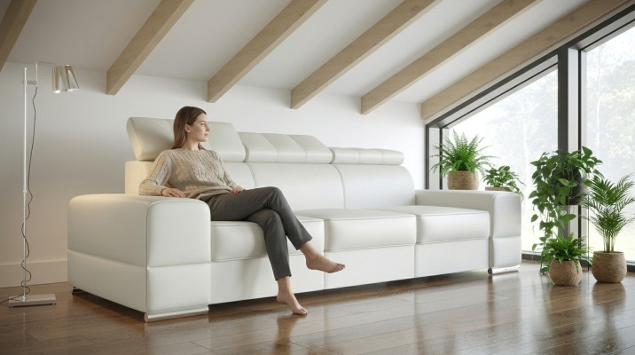 Design xxl Couches Sofa 4 - miejsce do siedzenia Sofa Skóra Podkładka Biały Luksusowa sofa czteroosobowa