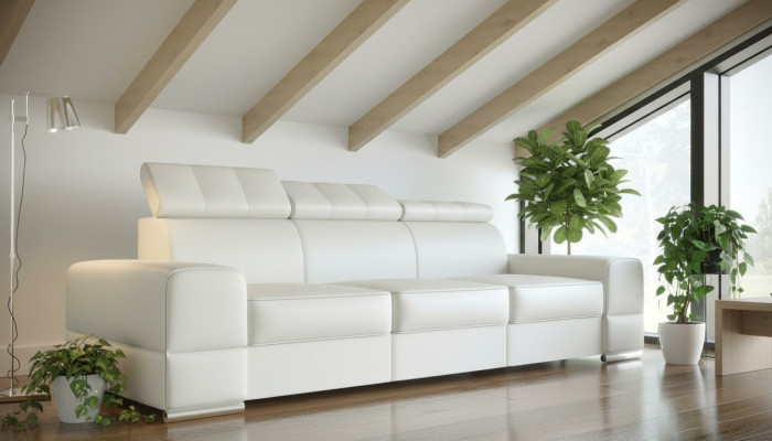 Design xxl Couches Sofa 4 - miejsce do siedzenia Sofa Skóra Podkładka Biały Luksusowa sofa czteroosobowa