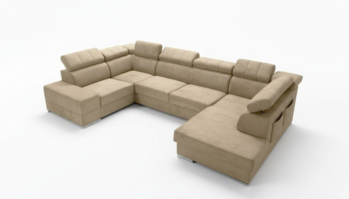 Narożnikowa kanapa Kształt U Sofa Kanapa Włókienniczy Sofy Design Żywy krajobraz Funkcja łóżka Materiał