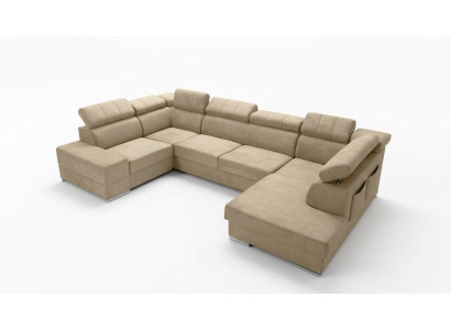 Narożnikowa kanapa Kształt U Sofa Kanapa Włókienniczy Sofy Design Żywy krajobraz Funkcja łóżka Materiał