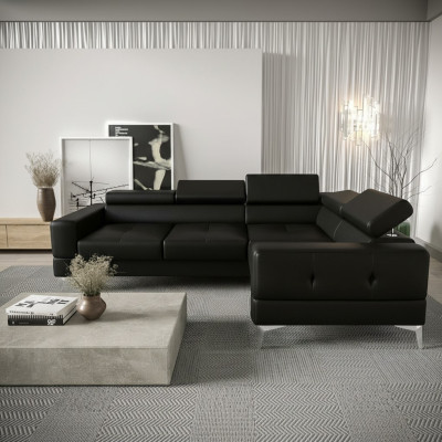Wielofunkcyjna sofa kanapa narożna wyściółka salon w kształcie litery L Czarny nowoczesny luksus