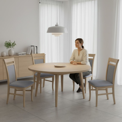 Zestaw 4x Design Krzesło Włókienniczy Fotel Podkładka Krzesła Gastro jadalnia Drewno Materiał