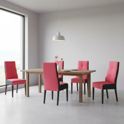 Zestaw 4x Fotel Krzesło Design Drewno Włókienniczy Podkładka Krzesła Gastro jadalnia Materiał Nowy