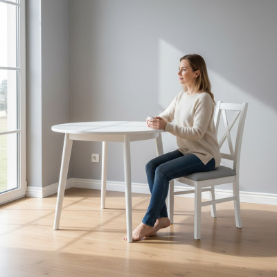 Zestaw Drewno Włókienniczy Fotel 6x Krzesła Dining Group Design Jadalnia Pokój Krzesło Solid Drewno