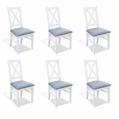Zestaw Drewno Włókienniczy Fotel 6x Krzesła Dining Group Design Jadalnia Pokój Krzesło Solid Drewno