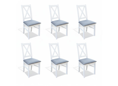 Zestaw Drewno Włókienniczy Fotel 6x Krzesła Dining Group Design Jadalnia Pokój Krzesło Solid Drewno