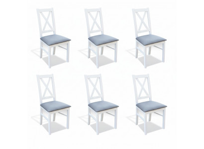 Zestaw Drewno Włókienniczy Fotel 6x Krzesła Dining Group Design Jadalnia Pokój Krzesło Solid Drewno