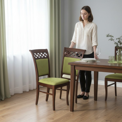 jadalnia Krzesła Drewno Design Fotel Podkładka Zestaw 6x Krzesła Krzesło Włókiennicze grupy