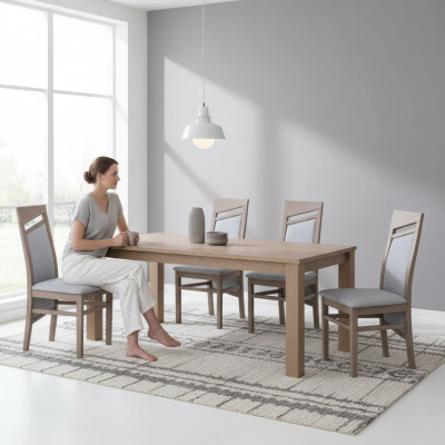 Krzesło do jadalni Materiał Podkładka Krzesło Gastro jadalnia Zestaw 6x Solidne drewno Fotel