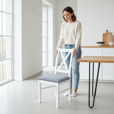 Designer Drewno Materiał Podkładka Krzesła Gastro jadalnia Włókienniczy Zestaw 8x Fotel Krzesło