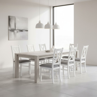 Designer Drewno Materiał Podkładka Krzesła Gastro jadalnia Włókienniczy Zestaw 8x Fotel Krzesło