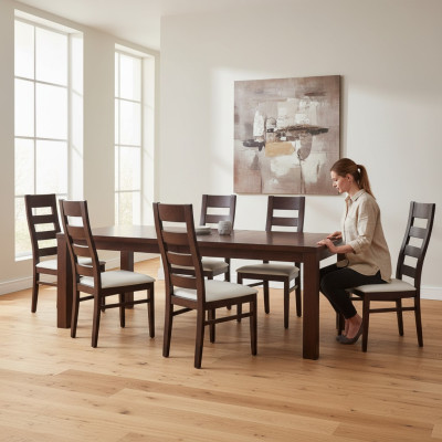 Grupa Siedziba Podkładka Lehn Krzesła Ustawić Drewno Solidny Luxury Fotel Set 8x Krzesło