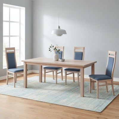 Krzesła Kuchnia jadalnia Materiał Drewno Zestaw 4x Design Krzesło Włókienniczy Fotel Podkładka