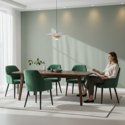 Kuchnia Krzesła Elegancka jadalnia Materiał Nowy Zestaw 4x Fotel Krzesło Design Drewno Włókienniczy