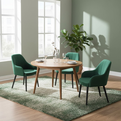 Kuchnia Krzesła Elegancka jadalnia Materiał Nowy Zestaw 4x Fotel Krzesło Design Drewno Włókienniczy