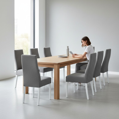 jadalnia 8x Krzesła Krzesło Zestaw Fotel Kuchnia New Design Podkładka Skóra Włókienniczy Meble