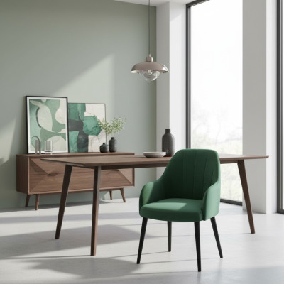 jadalnia Krzesła Materiał Zestaw 8x Fotel Krzesło Designer Drewno Włókienniczy Podkładka Krzesła