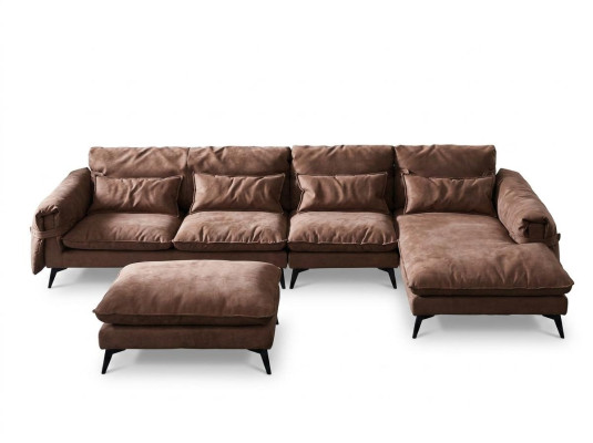 Żywy krajobraz L-Shape Modern Brown Design Sofy Narożnikowa kanapa tapicerska