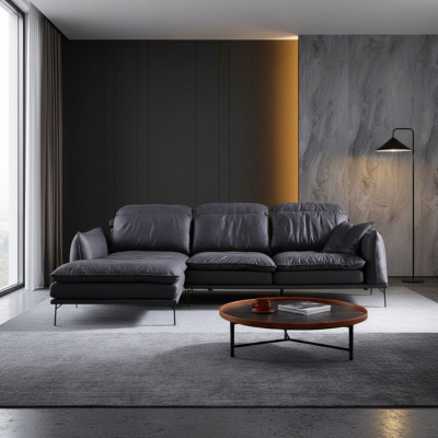 Skórzana sofa Narożnikowa kanapa Sofa Kanapa Podkładka Narożnik Ustawić Designerskie Meble
