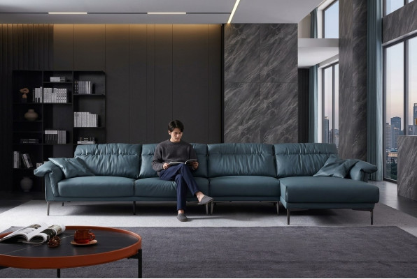 Salon L Kształt Nowoczesny Elegancki Żywy krajobraz Design Sofa Kanapa Tapicerka