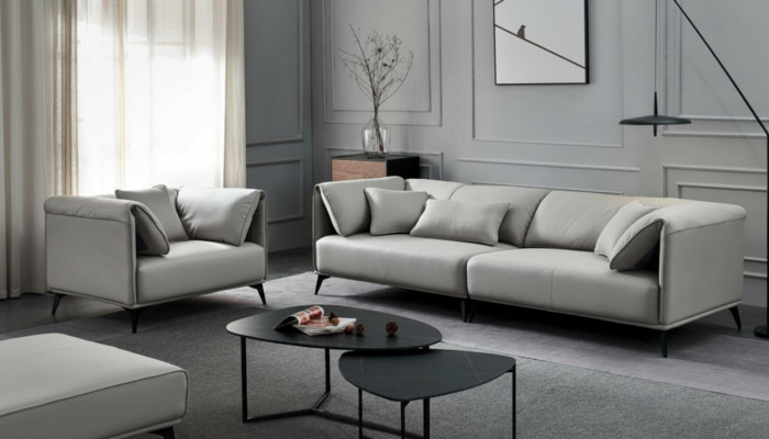 Pokój dzienny Sofy Kanapy Tapicerka 4 miejsce do siedzenia Grey Design Xxl Duża Sofa