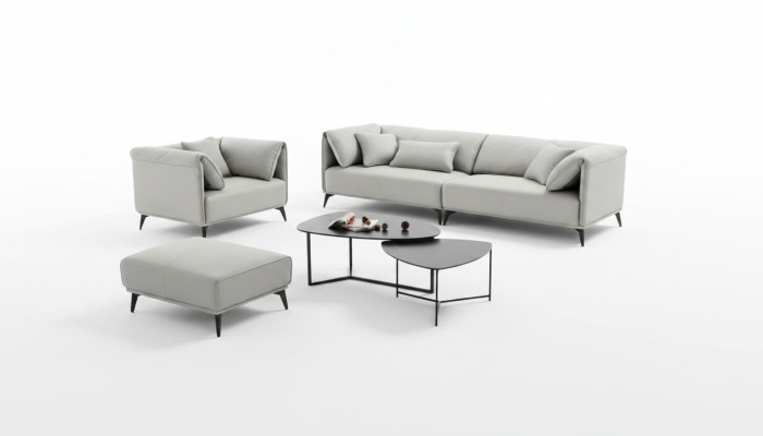Pokój dzienny Sofy Kanapy Tapicerka 4 miejsce do siedzenia Grey Design Xxl Duża Sofa