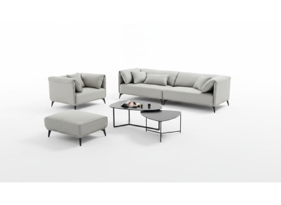 Pokój dzienny Sofy Kanapy Tapicerka 4 miejsce do siedzenia Grey Design Xxl Duża Sofa