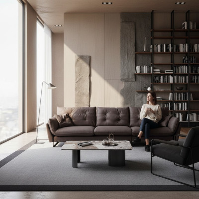 Sofa 4 miejsce do siedzenia Sofy Luksusowa sztuczna skóra duża Podkładka 260cm Designerskie Meble